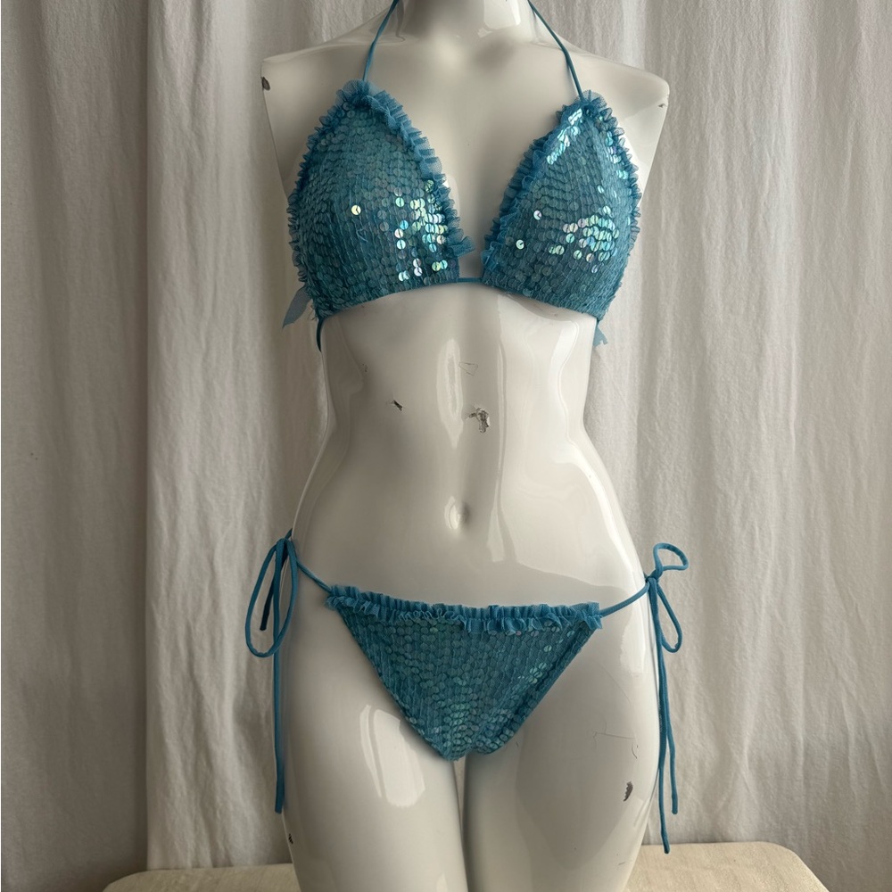 Sequin Blue Bikini Set
